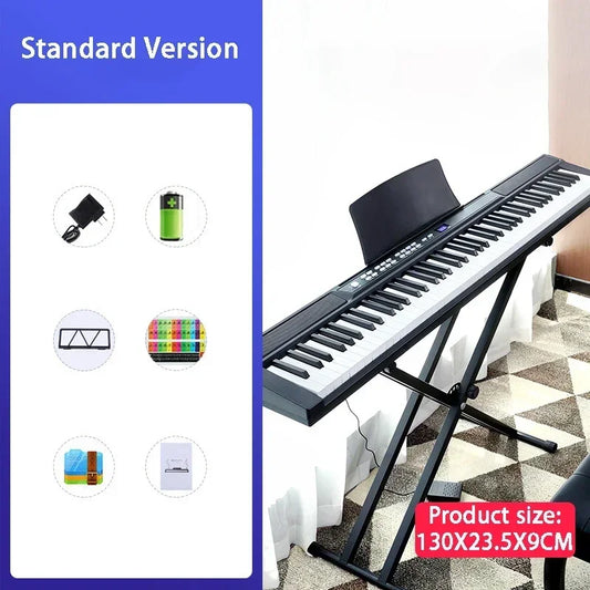 Black Portable Electronic Organ 88 Keys Electronic Piano Adult Children Beginners Pianos Professional Keyboard Instruments